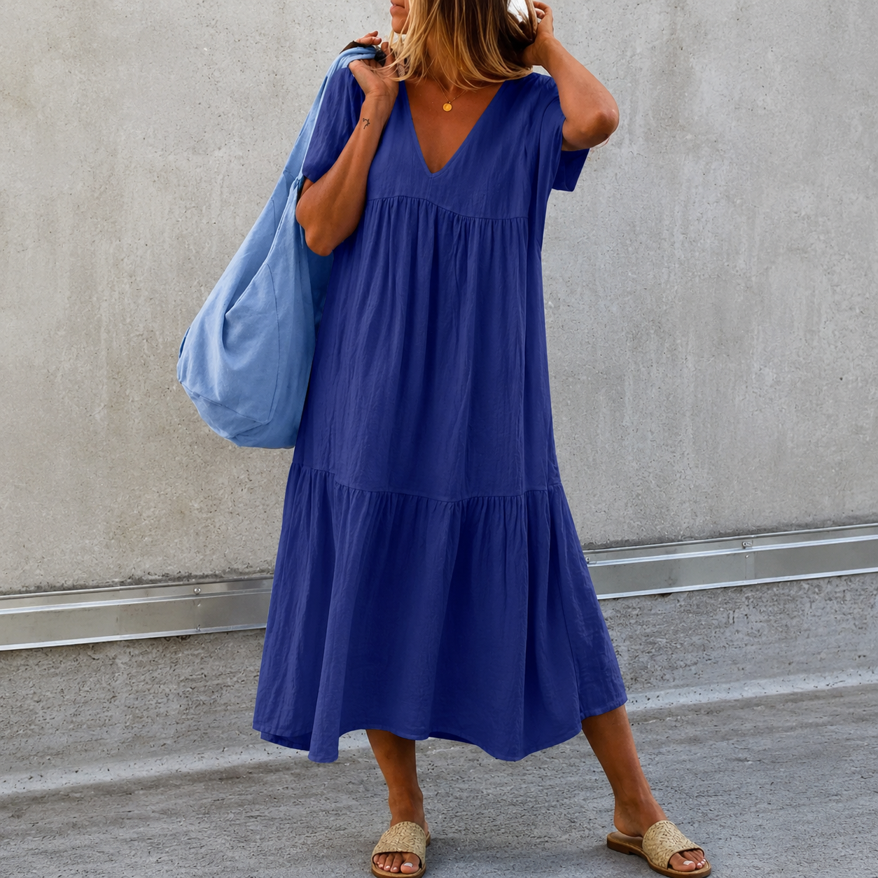 Deanna - Vestido Casual Versátil e Confortável com Decote em V