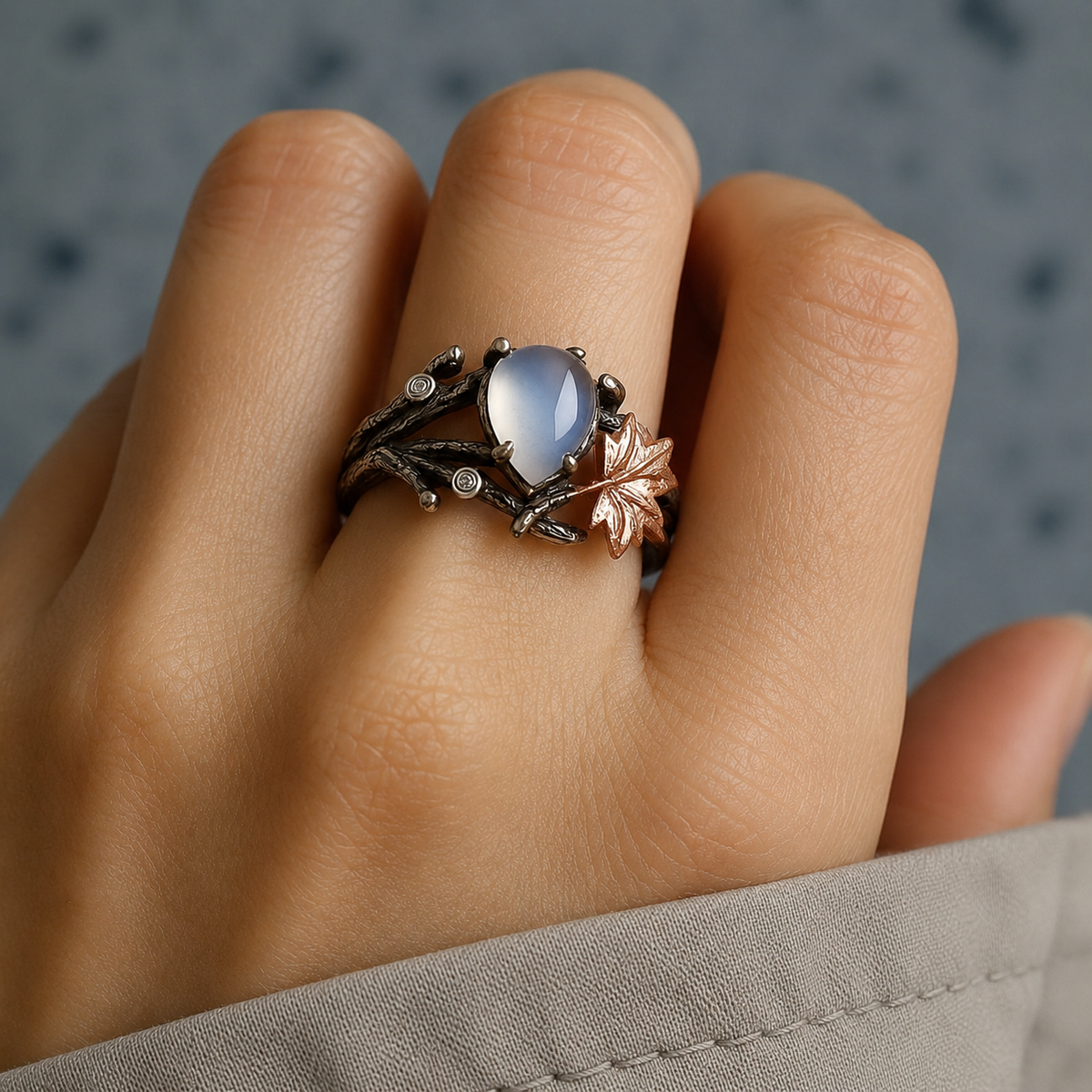 Celestia – Bague em pedra da lua com charme natural
