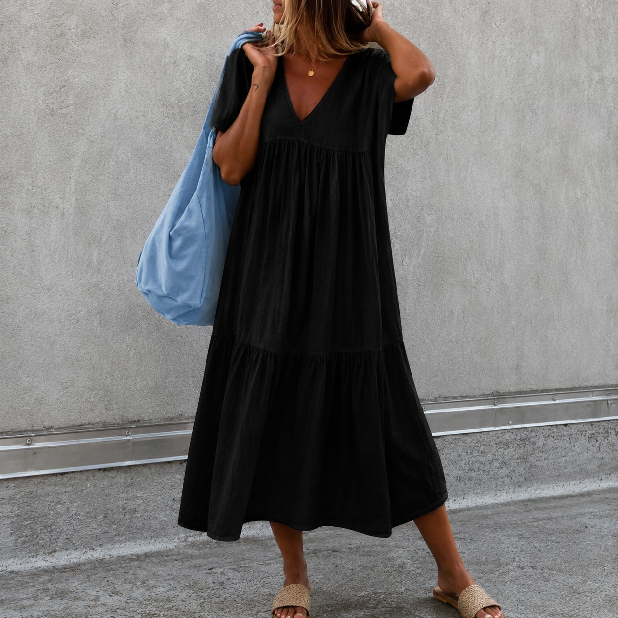 Deanna - Vestido Casual Versátil e Confortável com Decote em V
