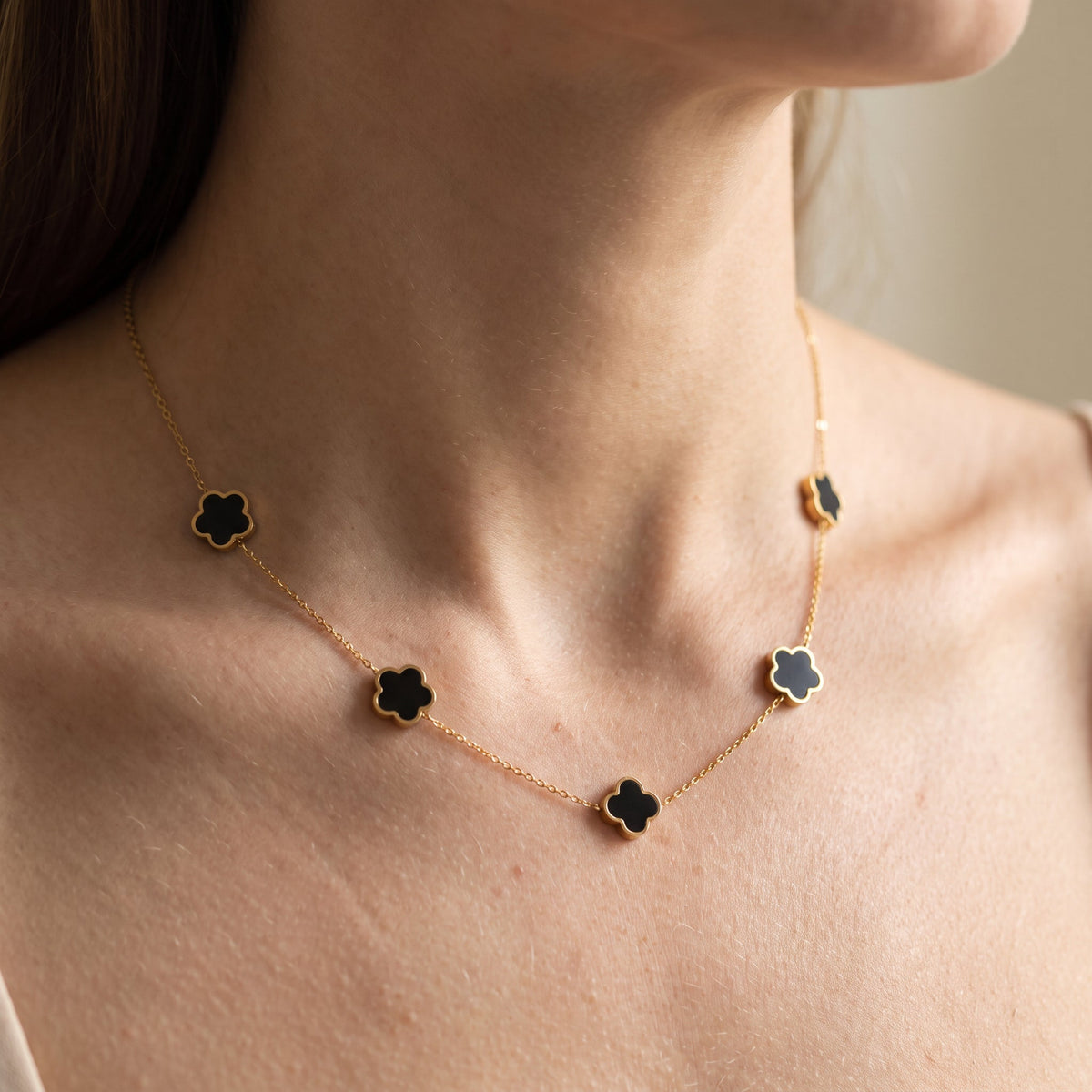 Elise – Conjunto de colar e bracelete Trevo elegante