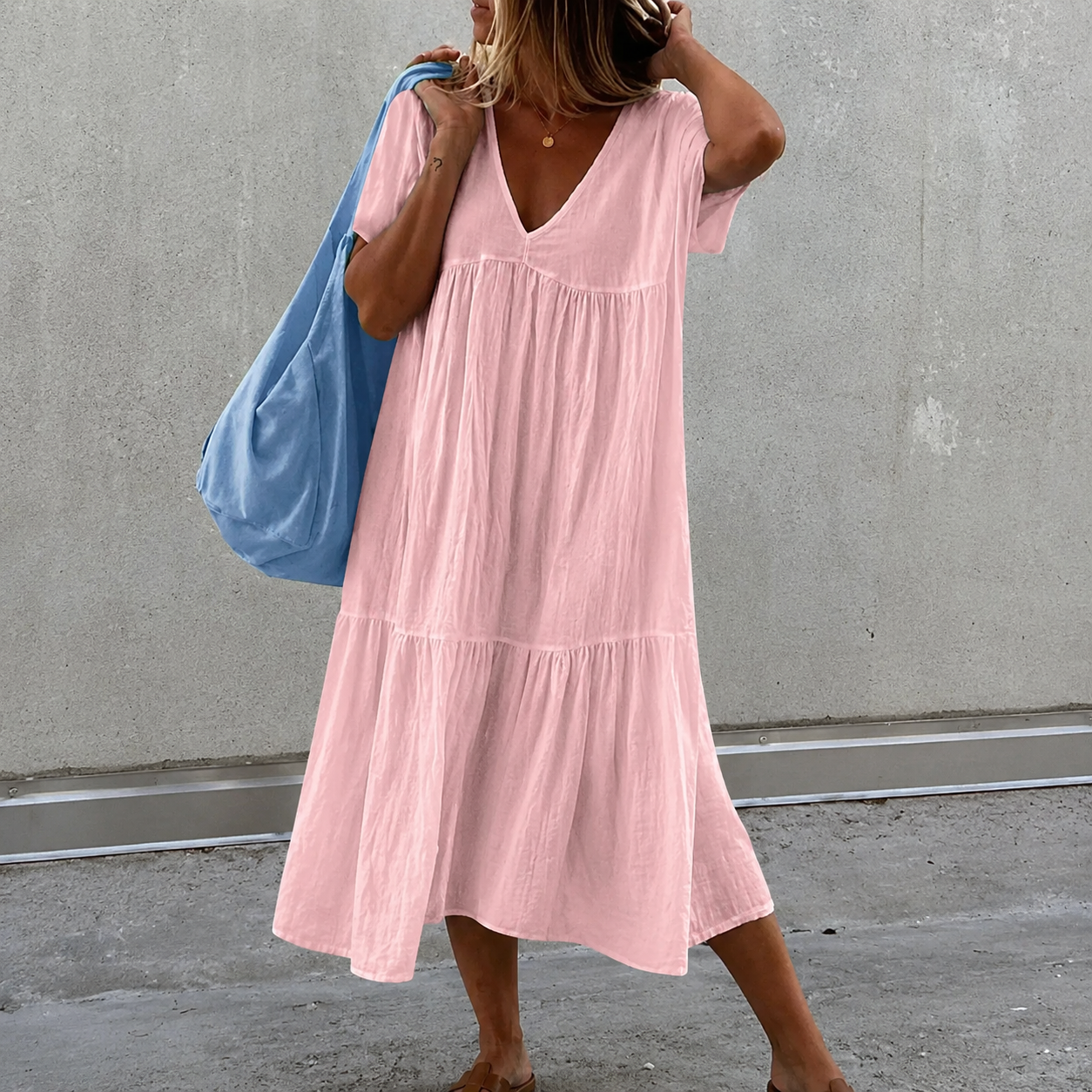Deanna - Vestido Casual Versátil e Confortável com Decote em V