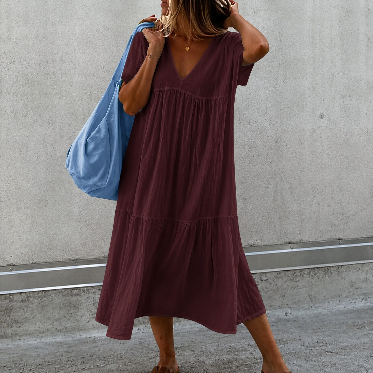 Deanna - Vestido Casual Versátil e Confortável com Decote em V