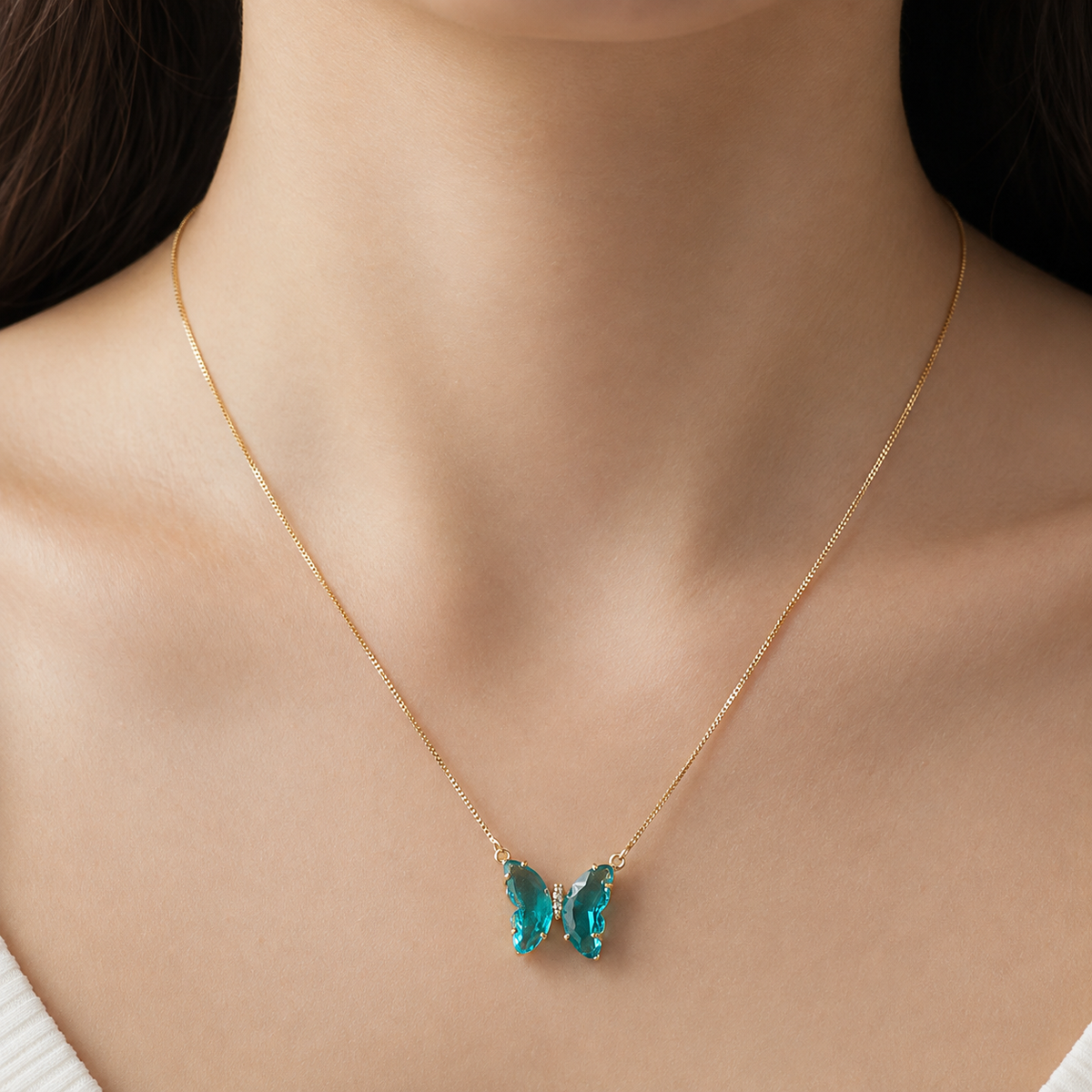 Aurora - Colar borboleta aqua