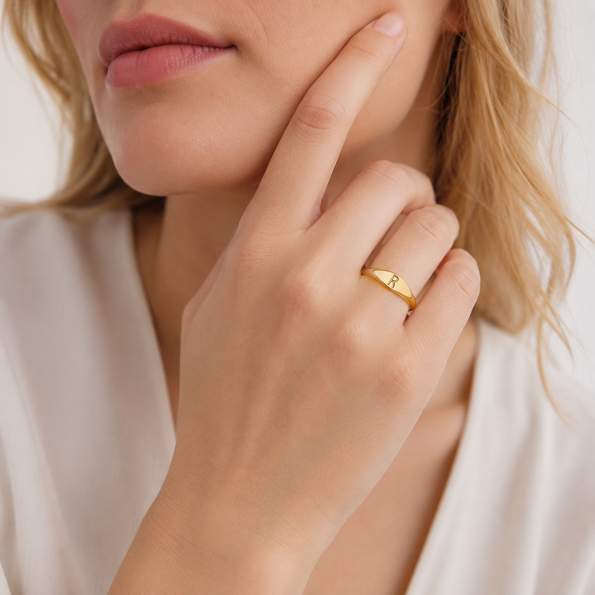 Bague de nome minimalista | Bague minimalista com inicial gravada