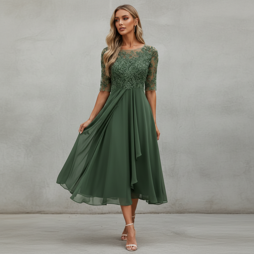 Yara - Vestido midi elegante de chiffon
