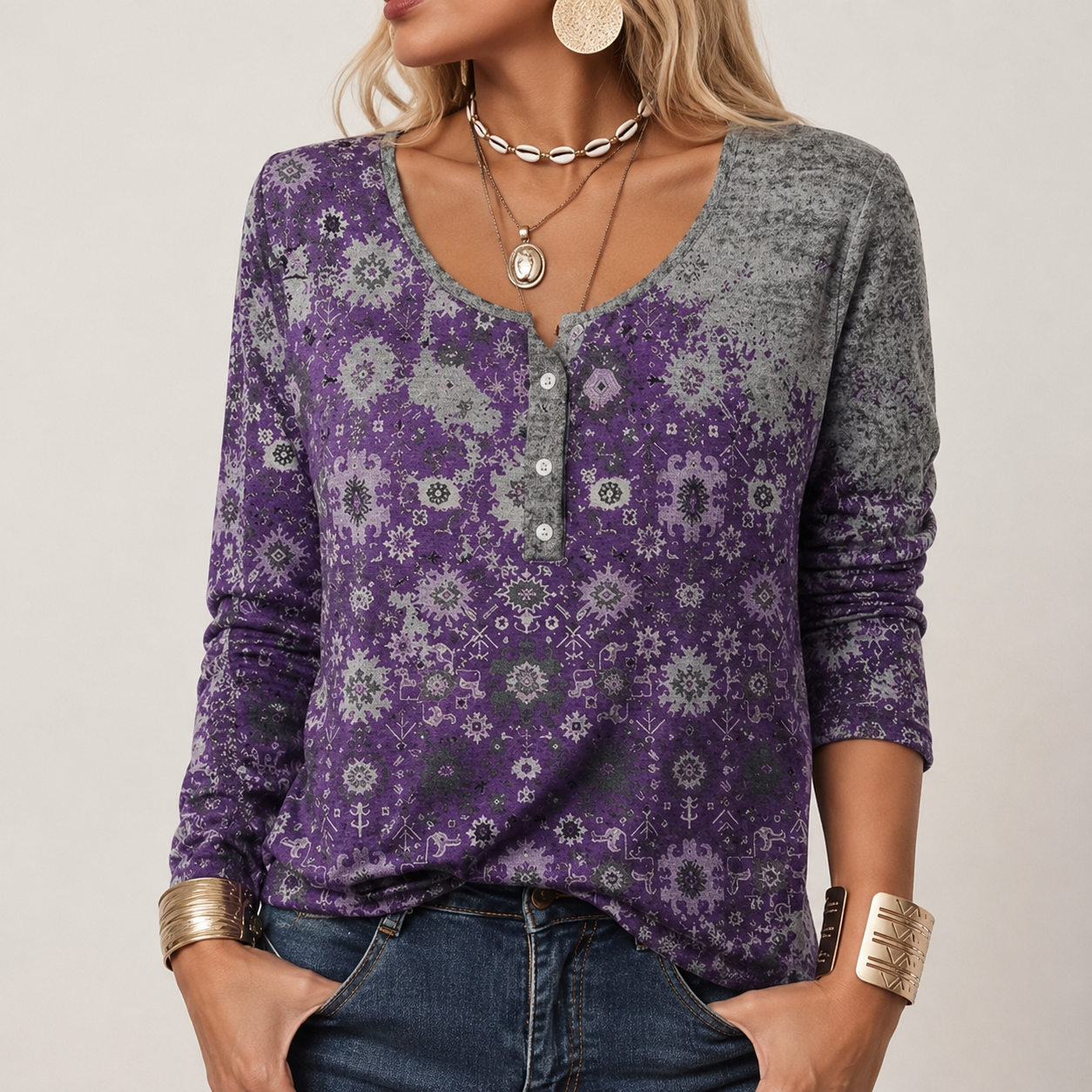 Hilde - Suéter Elegante com Estampa Asteca