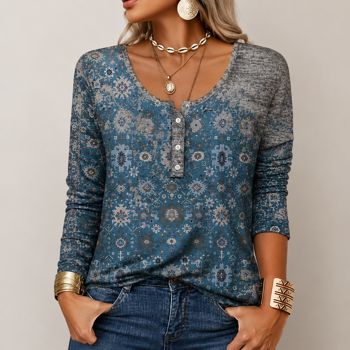 Hilde - Suéter Elegante com Estampa Asteca