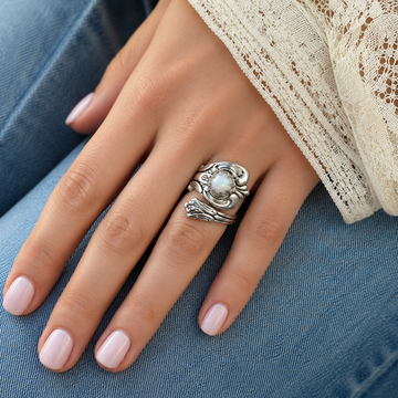 Maelle – Bague ajustável com opala branca