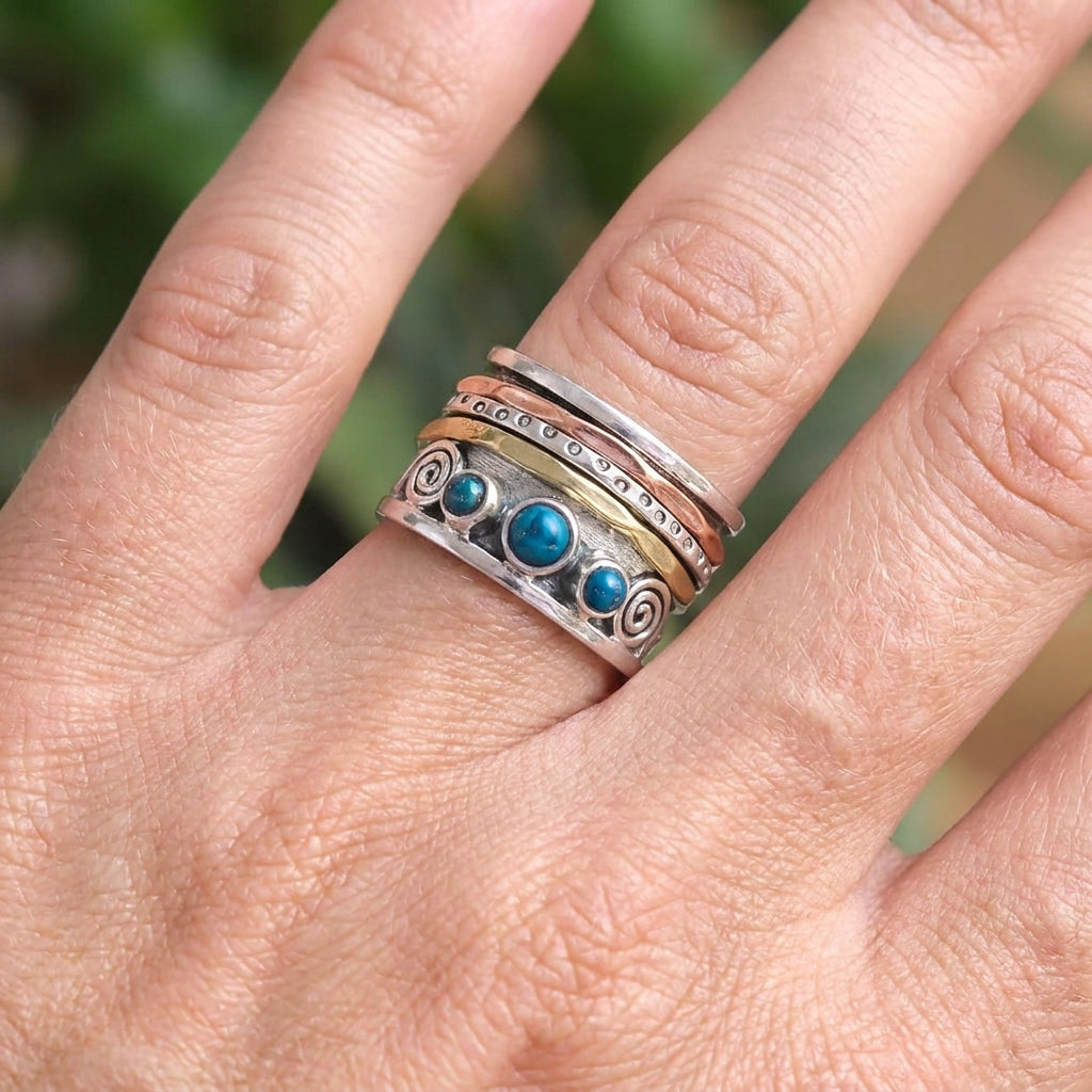 Kaia – Bague de meditação boêmiana com safira