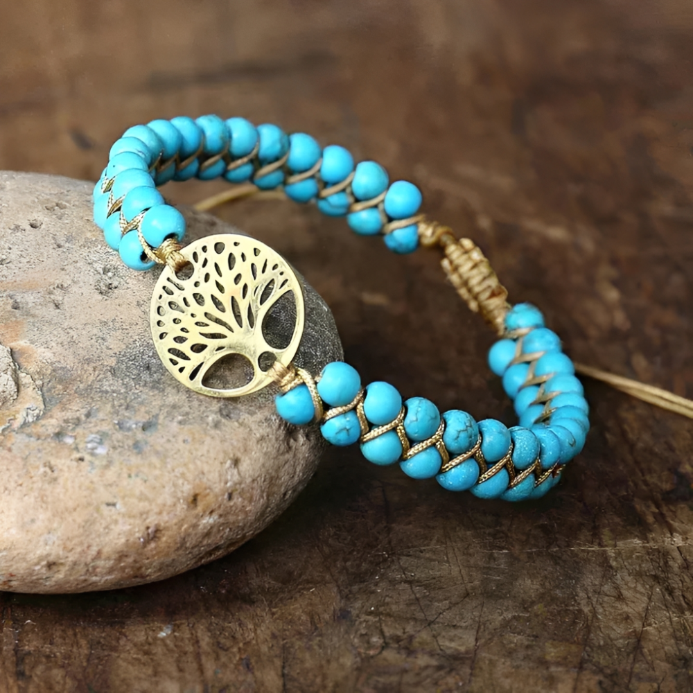 Arboréa – Bracelete da árvore da vida feito à mão com turquesa