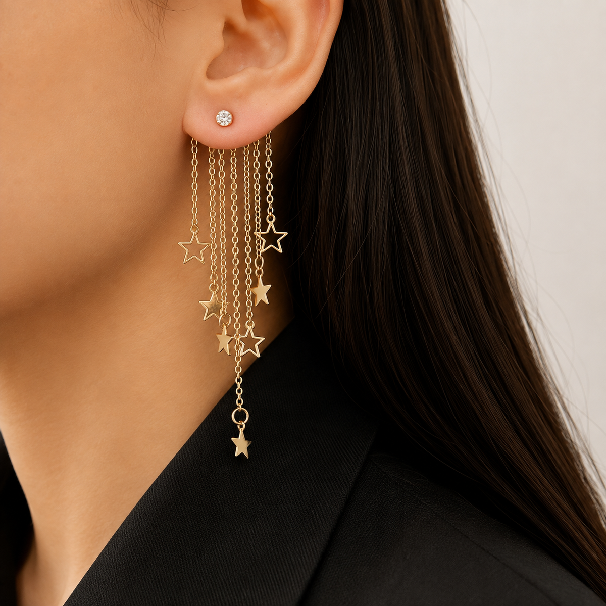Valerie – Brincos pendentes em estrela com franjas