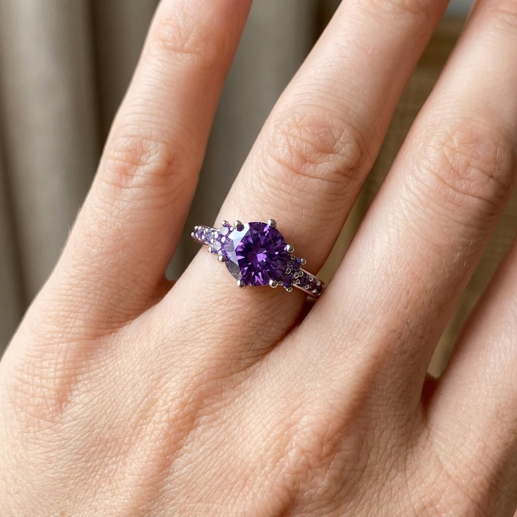 Coralie – Bague em ametista violeta