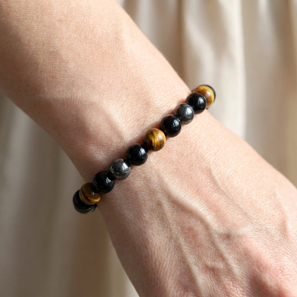 Kiarra – Bracelete de tripla proteção em pedras naturais