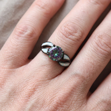 Mirella – Bague arco-íris em opala e topázio