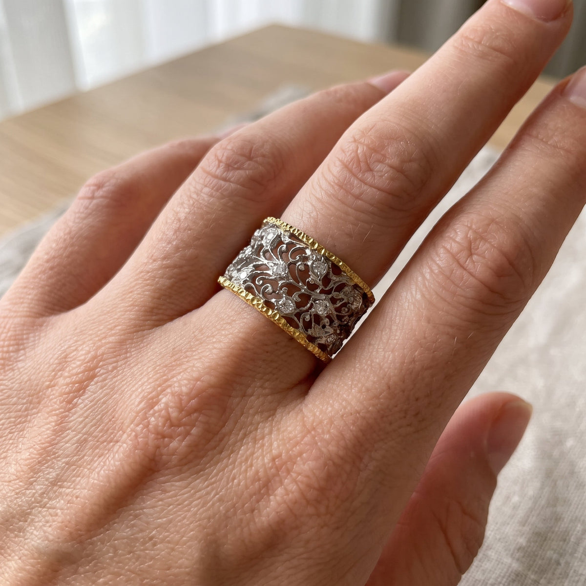 Yona – Bague vintage de lierre brilhante