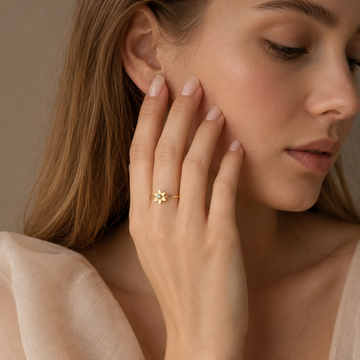 Flora – Bague de flores com pedra de nascimento