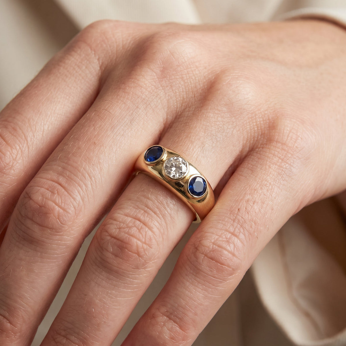Oceane – Bague vintage azul com detalhes brilhantes