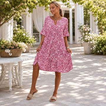 Lilian - Vestido Elegante Floral e Fluido