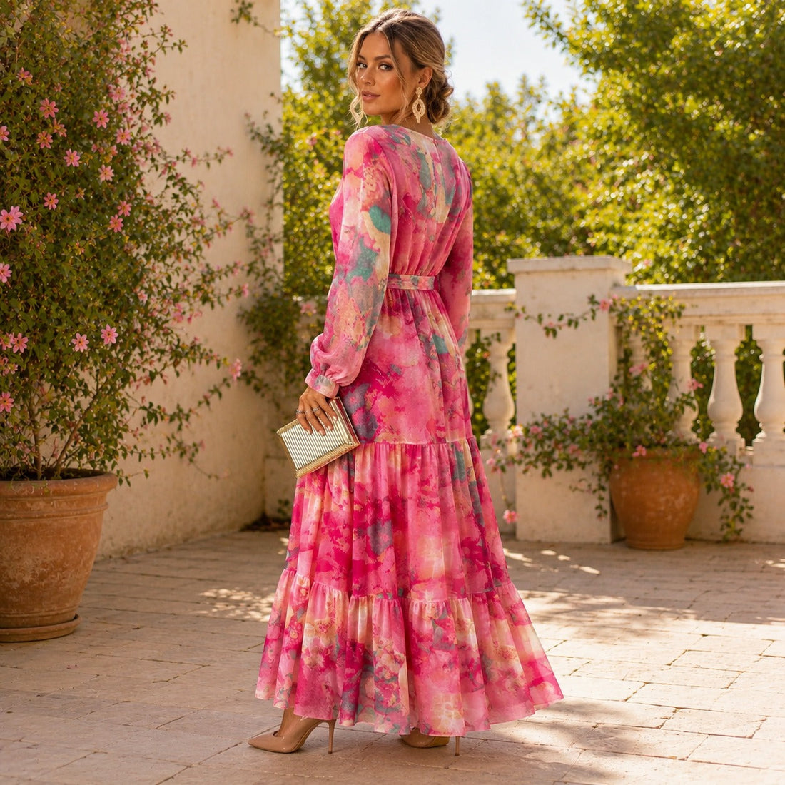 Carroll - Vestido Floral de Manga Longa