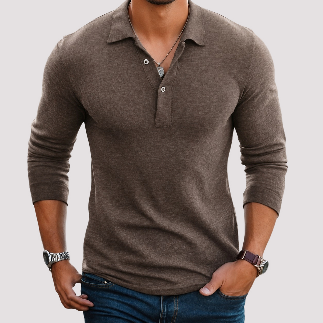 Jack - Camisa Polo Casual de Manga Longa