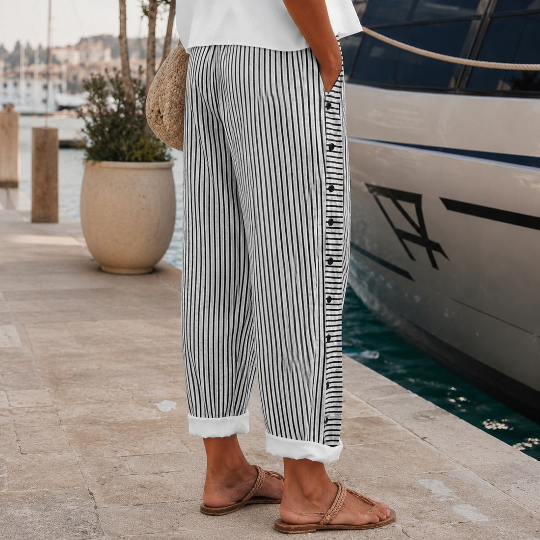 Rachael - Calças Relaxadas com Bolsos Laterais