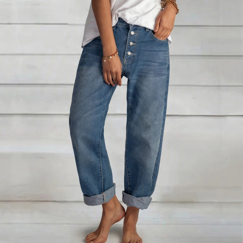 Kaden - Jeans Reto de Cintura Alta