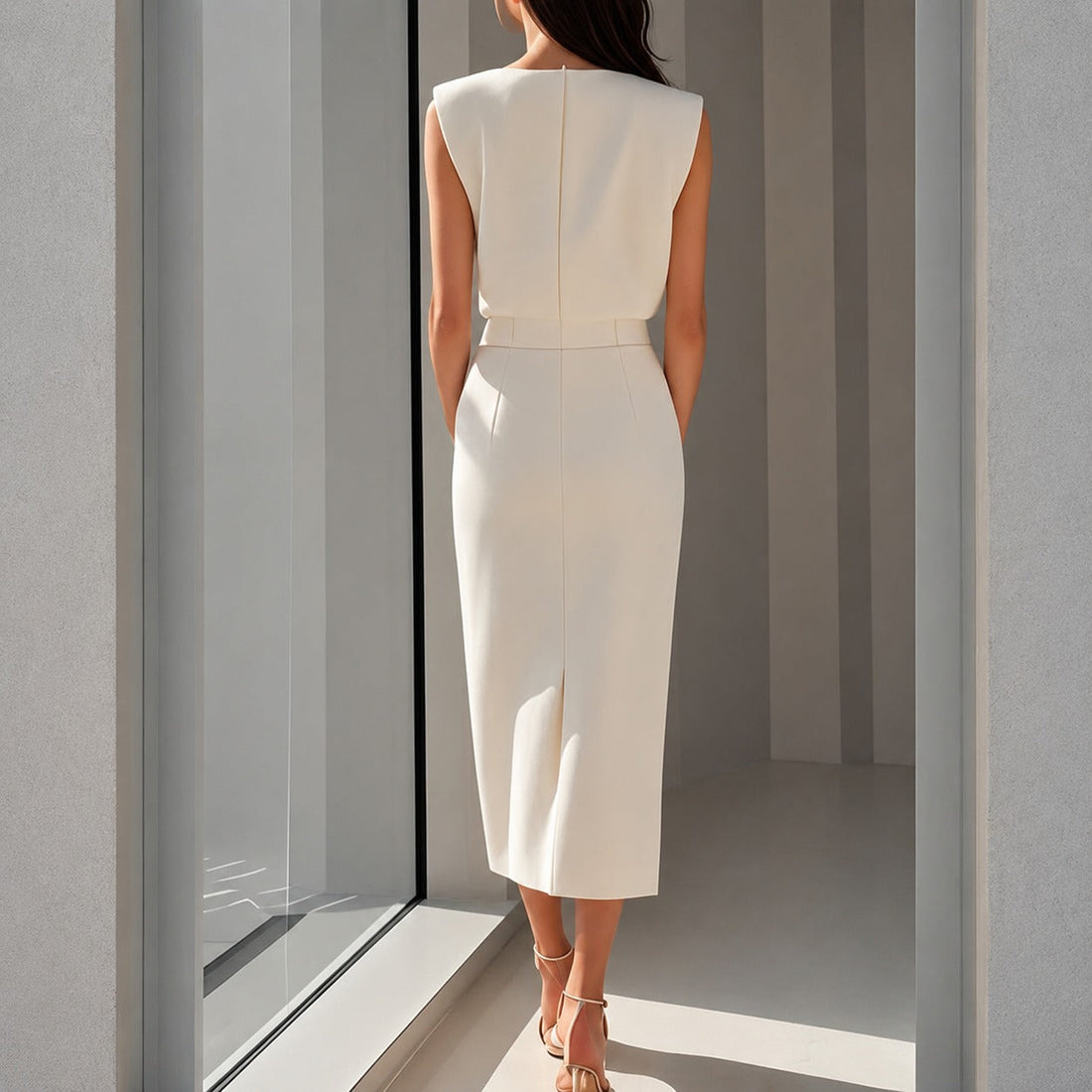 Ruth - Vestido Elegante Midi com Fenda