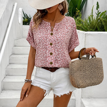 Lina - Top de verão com estampa floral e toque feminino