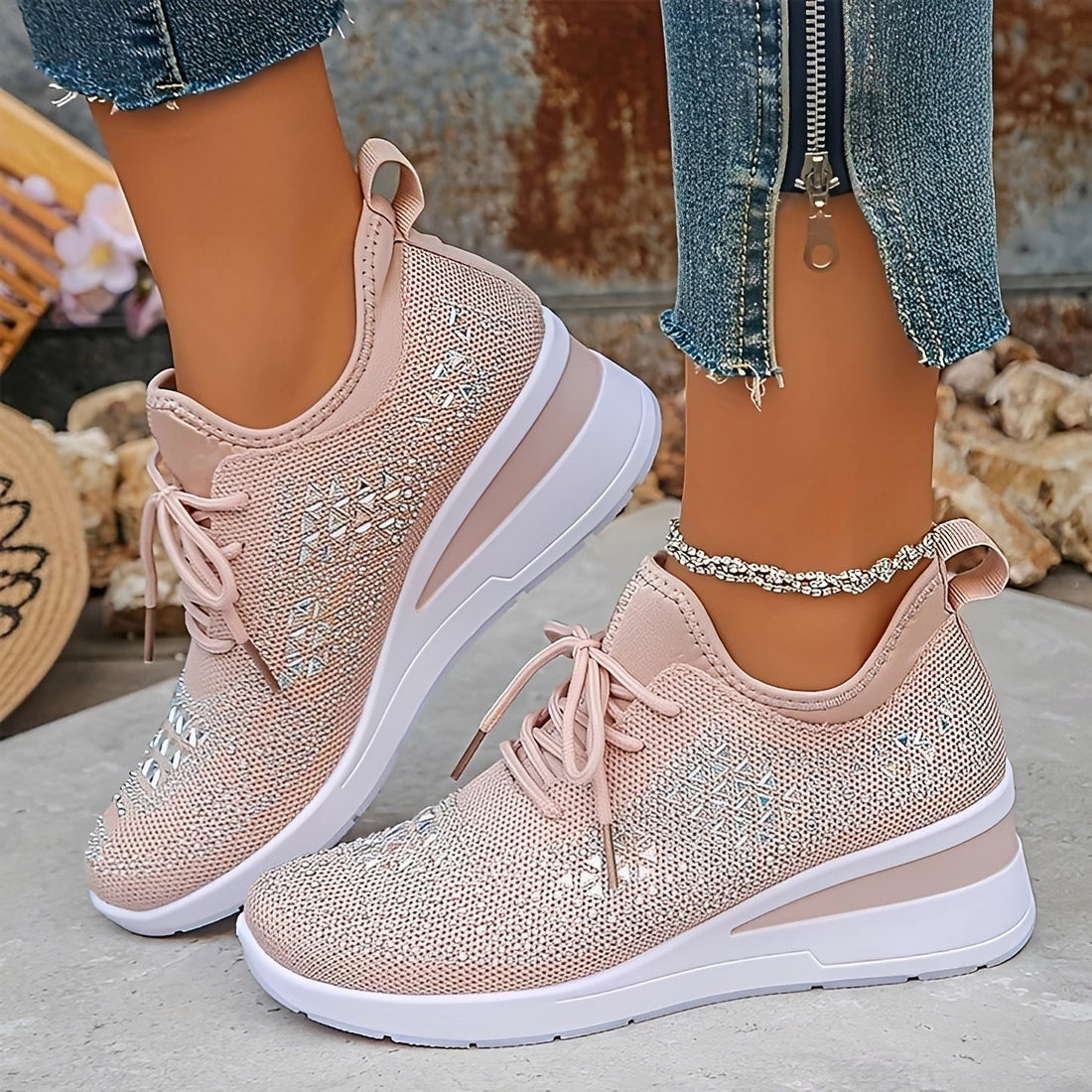 Elodie - Tênis Estilosos e Confortáveis com Detalhes de Strass