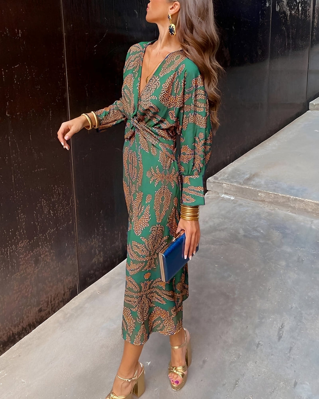 Yahya - Vestido Midi Longo Estampado