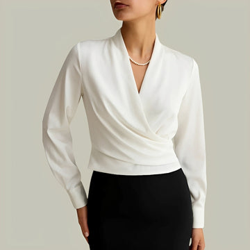 Livia - Blusa Elegante de Manga Longa com Transpasse