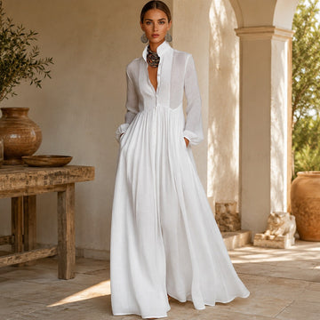 Kyran - Vestido Longo Estiloso de Manga Comprida