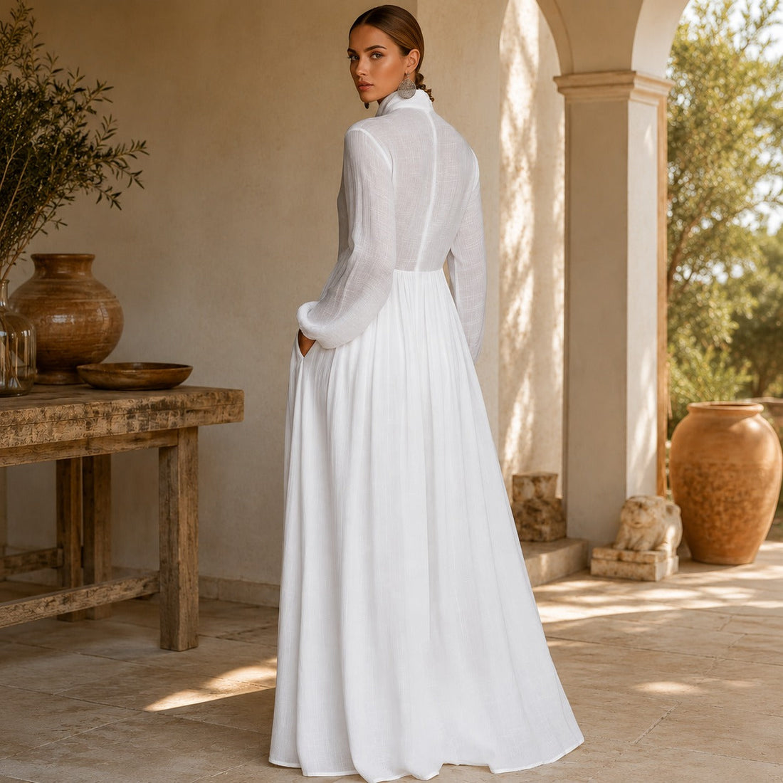 Kyran - Vestido Longo Estiloso de Manga Comprida