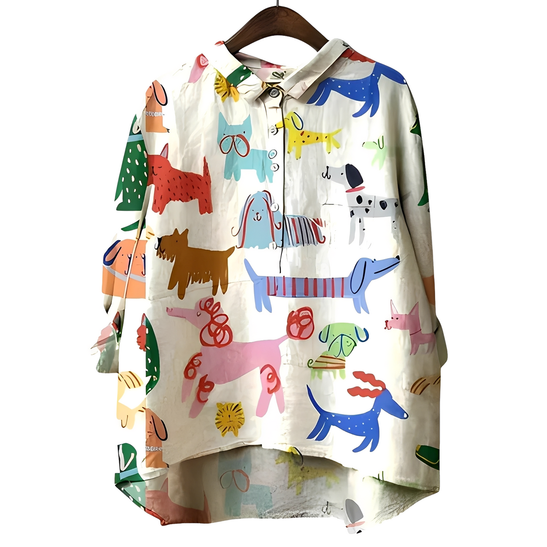 Eyden - Blusa feminina estampada com mangas longas