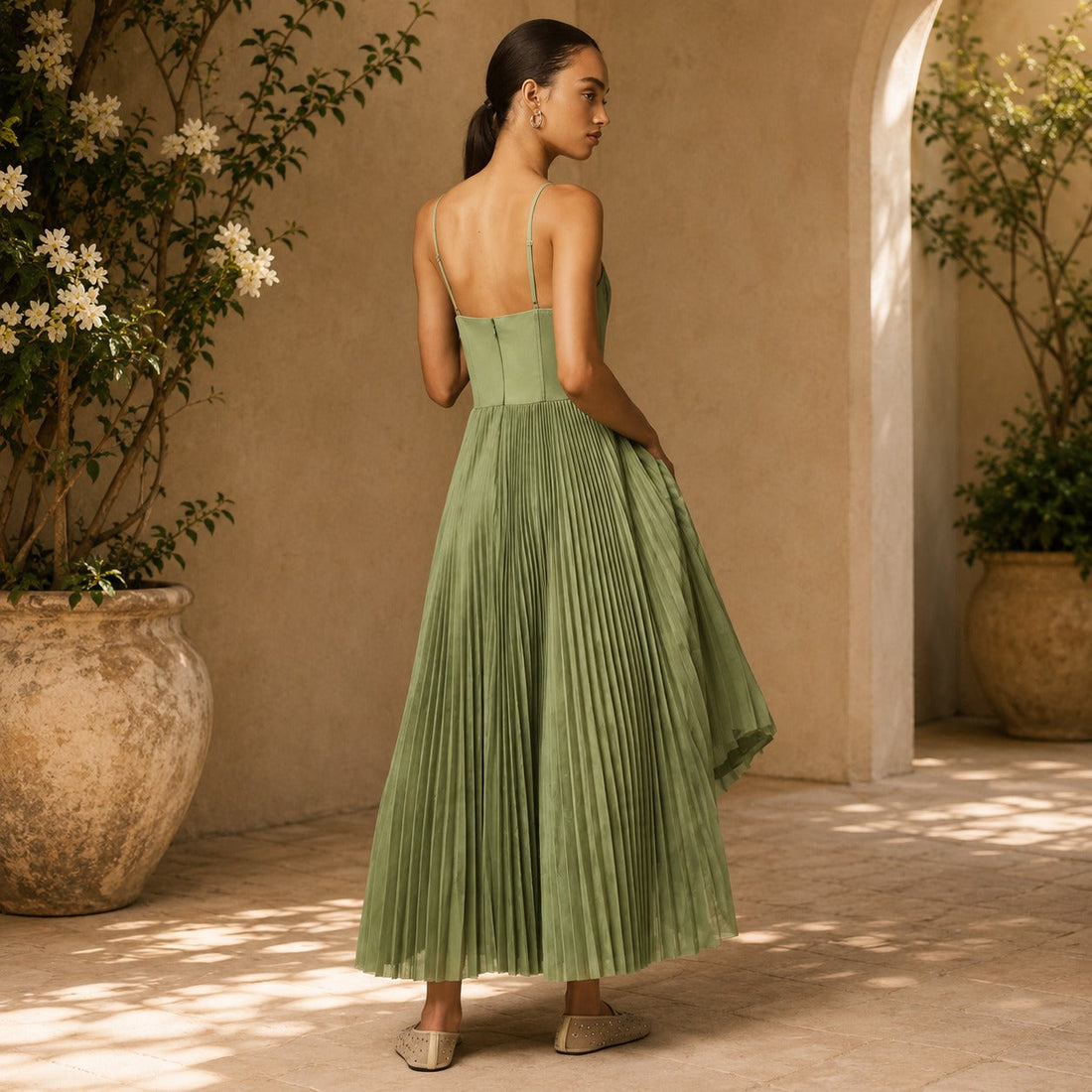 Elissa - Vestido Midi Elegante Plissado