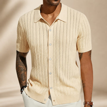 Steven - Camisa Casual Respirável com Detalhes Vazados