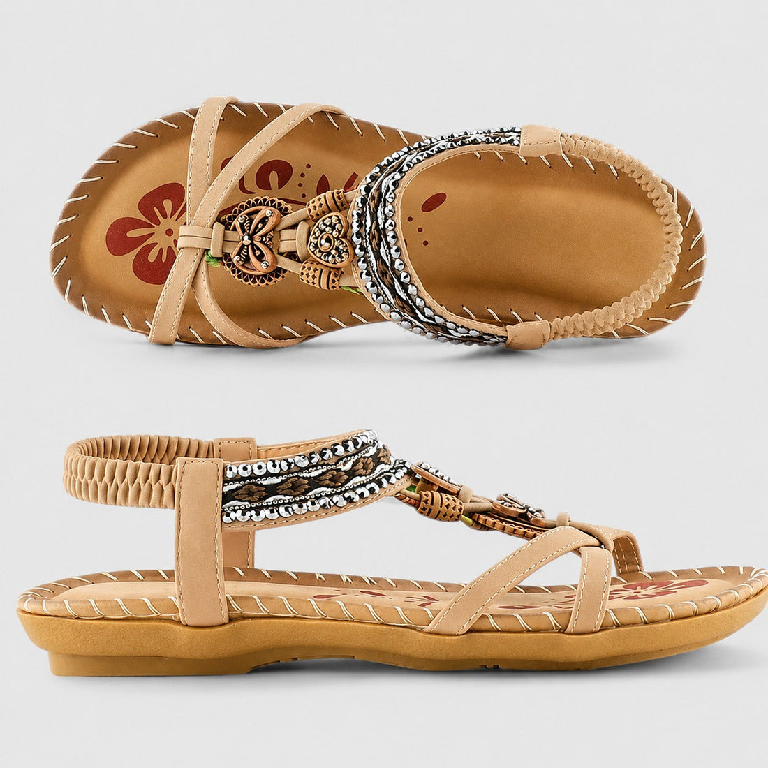 Eleanor - Sandálias Estilosas com Strass e Solado Rasteiro