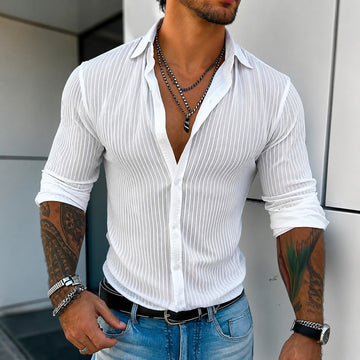 Jonty - Camisa Casual Listrada de Manga Longa