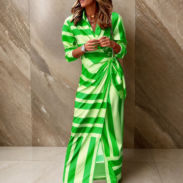 Aliza - Vestido Envelope Listrado Estiloso