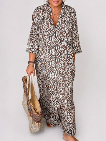 Liliana - Vestido Maxi com Lapela Clássica