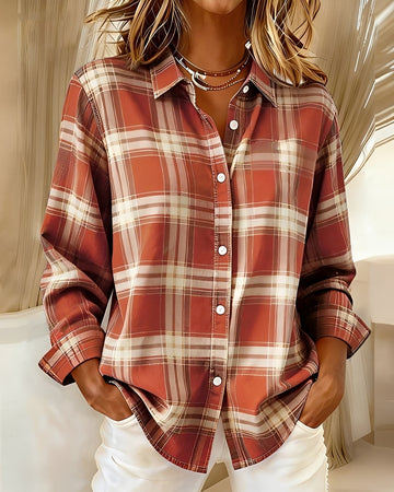 Eliza - Camisa Casual de Manga Longa com Estampa Xadrez