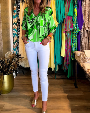 Chaya - Blusa Solta de Manga Longa Estilosa