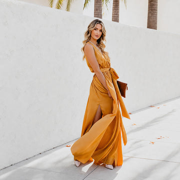 Kareem - Vestido Casual Maxi com Cinto na Cintura