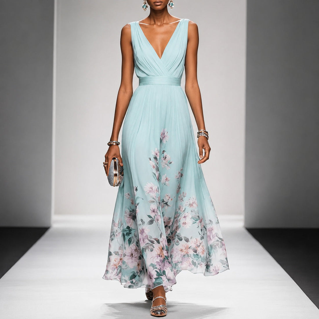 Tanisha - Vestido Maxi de Chiffon Floral