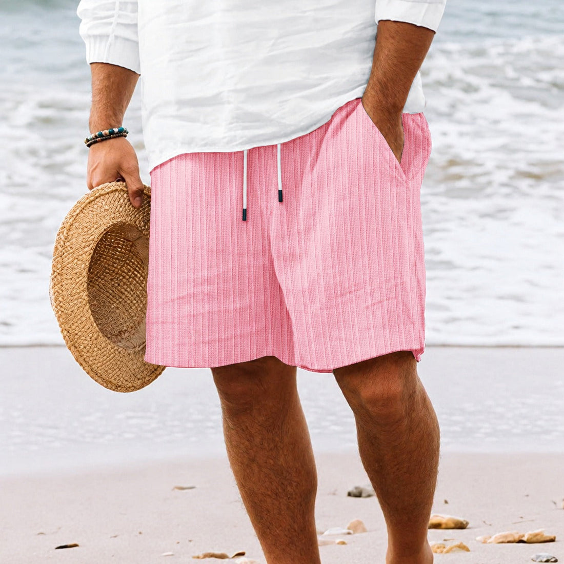 Simone - Shorts de Praia Listrados Casuais