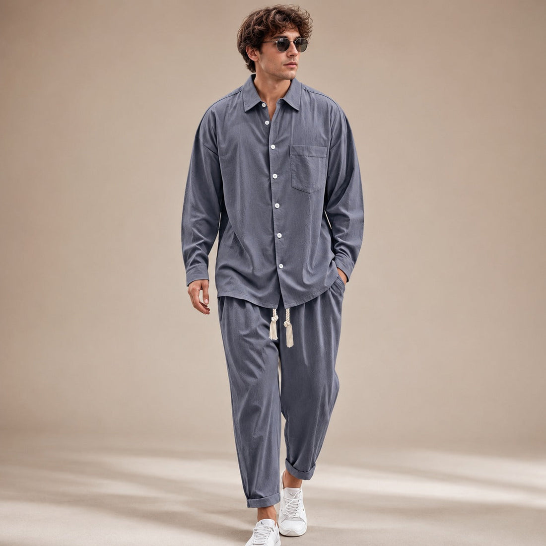 Paul - Conjunto de Camisa de Manga Longa Solta