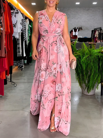 Hana - Vestido Casual Floral sem Mangas