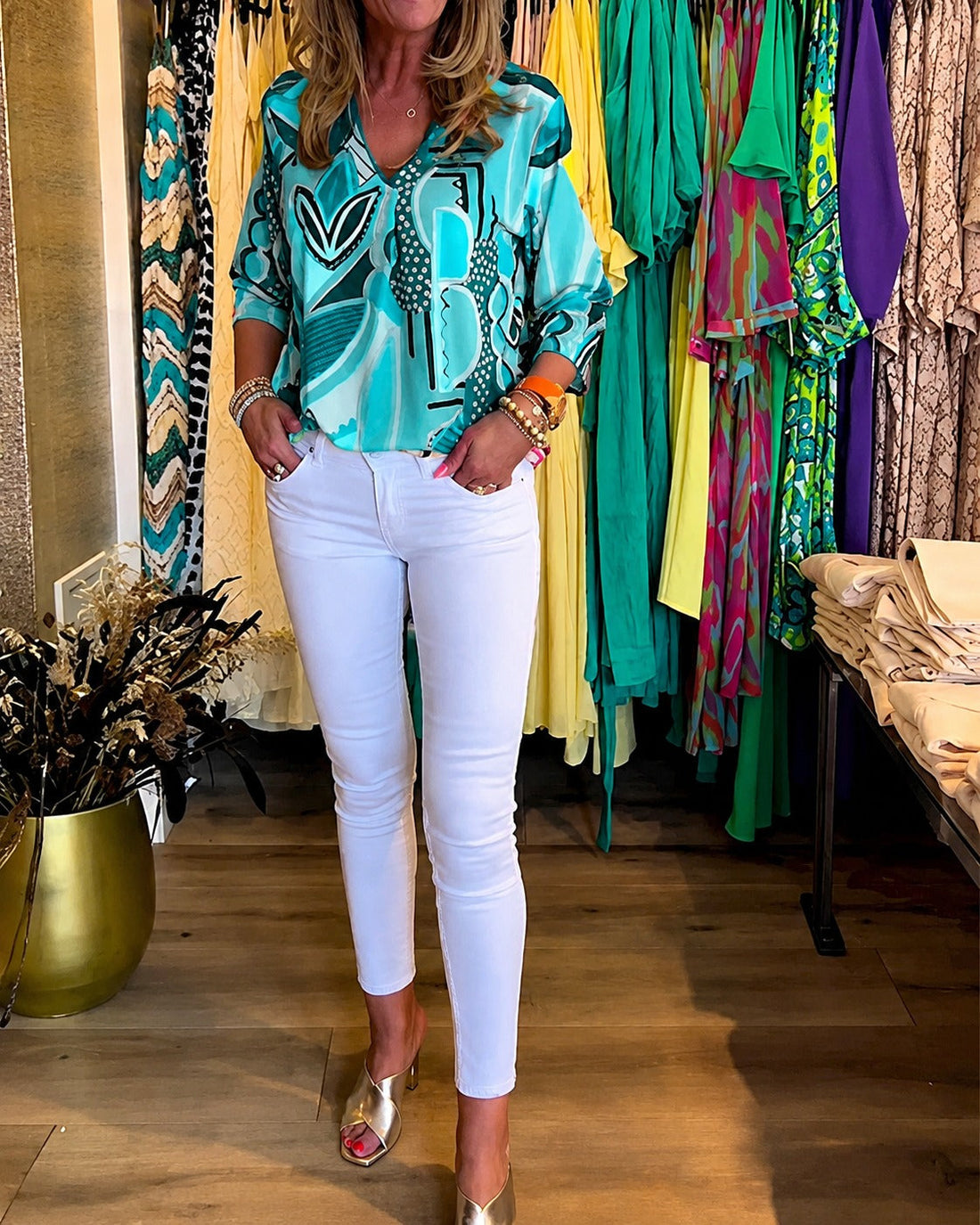 Chaya - Blusa Solta de Manga Longa Estilosa