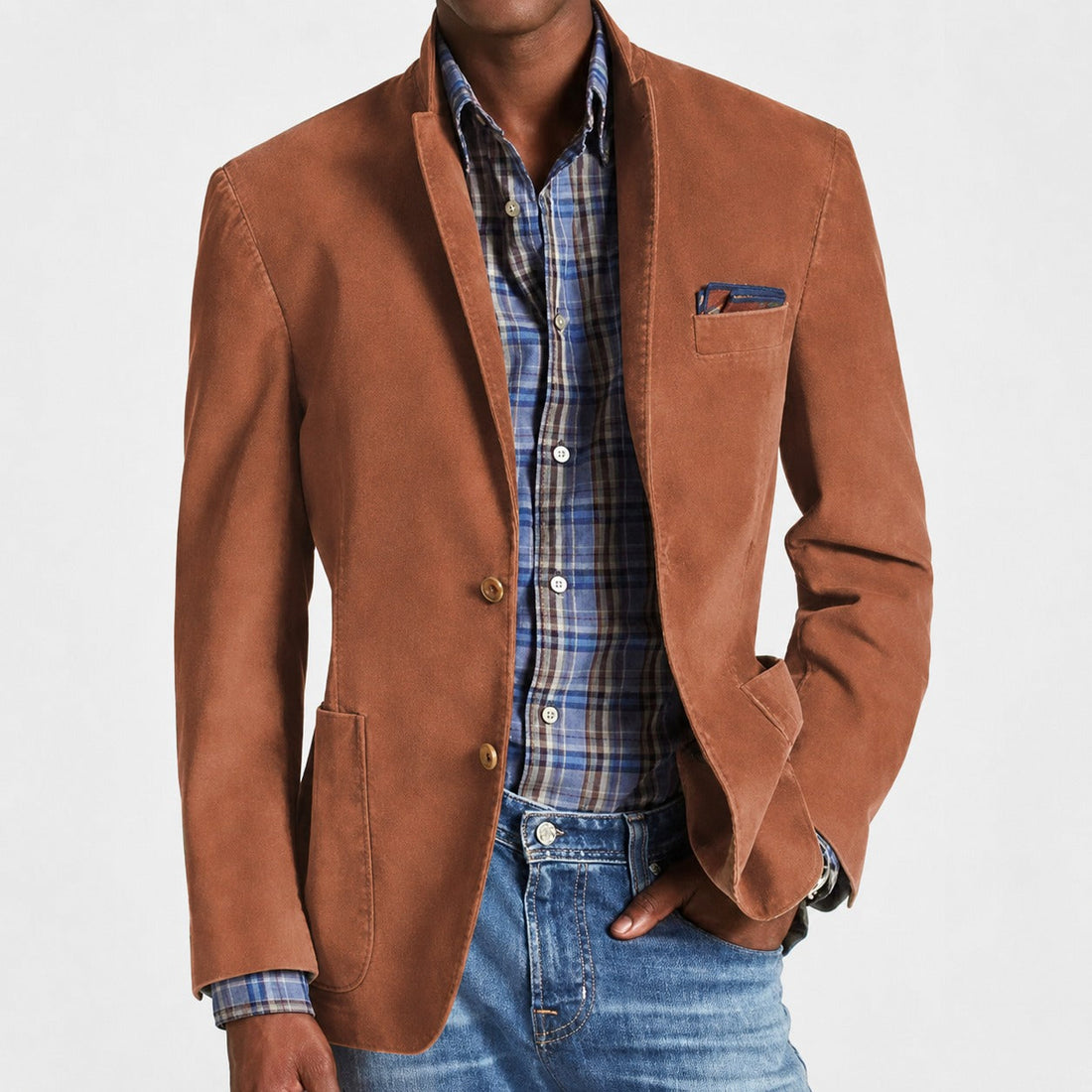 Marco - Blazer Retro de Abotoamento Simples