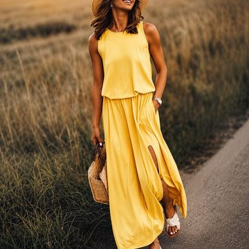 Edna - Vestido boho casual longo de modal